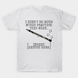 I Didn't Do Much Music Practice, Clarinet Woodwind Musician T-Shirt